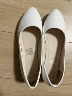 ホワイトフラットシューズ 合成皮革