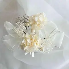 ドライフラワー髪飾り　成人式　結婚式　七五三　発表会　浴衣　夏祭り　白系のサムネイル