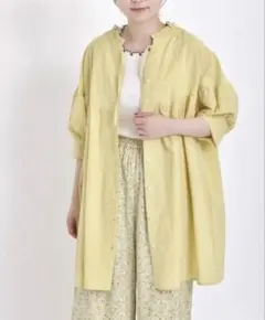 Samansa Mos2 前後2WAY切替えギャザー七分袖チュニック