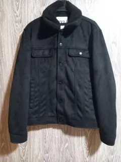 ZARA ボア襟 ブラックジャケット US Lサイズ　⑤