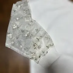 ヘザー　袖レース　花柄　ホワイト　長袖　トップス　シアー　春　アナトリエ好き