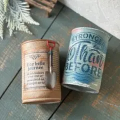 リメイク缶(リメイク鉢） 2個セット　スコップチャーム付き