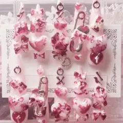 ♥平成女児ネイル♥ 量産型 地雷系 ピンク 赤 血みどろ