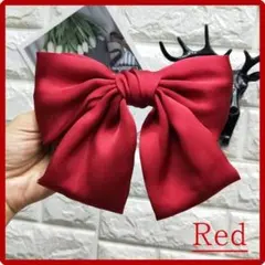 リボンバレッタ レッド ヘアアクセサリー 赤 髪留め ヘアクリップ