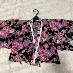 和風花柄トップスとスカートセット 120 女の子用甚平