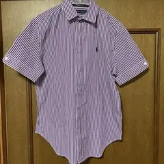 ラルフローレン　半袖　ストライプ　シャツ　紫