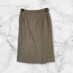 vintage チェック ツイード スカート スリット入 膝丈 レトロクラシカルのサムネイル