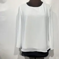 自由区 レイヤード風 トップス ブラウス シフォン ラインカラー オフィス 38のサムネイル