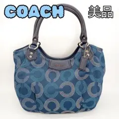 COACH アシュリー トートバッグ キャンバス レザー ブルー F23311
