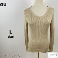 美品 GU ジーユー トップス リブニット ラメ入り シンプル 万能 Vネック