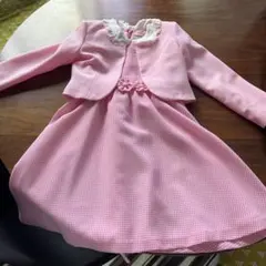 メゾピアノ130！ピンク ギンガムチェック フォーマルドレス セット