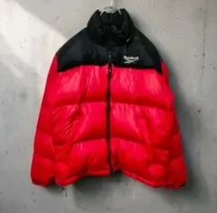 90s Reebok リーボック ダウンジャケット 刺繍ロゴ 赤黒 Y2K L