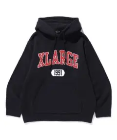 XLARGE ニットパーカー Lサイズ カレッジロゴ フーディー ブラック