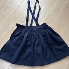 ネイビー プリーツスカート 調整可能ストラップ