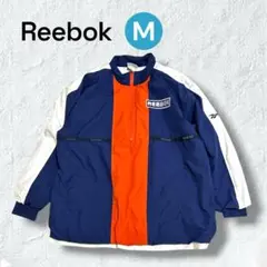 【90s】リーボック ナイロンジャケット 紺 オレンジ M ハーフジップ
