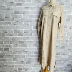 美シルエット ロングシャツワンピース マキシ丈 ベージュ 羽織り B701