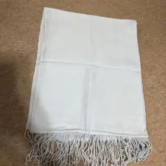 薄い水色 フリンジ付き大判マフラー