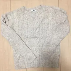 【美品】ユニクロ ケーブル ニット M ベージュ
