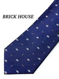 2本目半額 極美品 BRICK HOUSE ネクタイ 自動車柄 ネイビー シルク