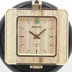 稼働 SEIKO 手巻 スクエア ゴールド系文字盤 ペンダントウォッチ　懐中時計
