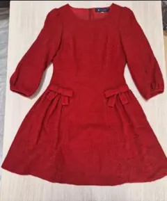 ✨エムズグレイシー✨【38/M】リボン付パフスリーブ　ニットワンピース　赤 楽天市場】エムズグレイシー ニット ワンピースの通販