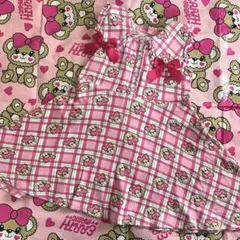 ギンガム チェック ワンピース チュニック アースマジック柄 ハンドメイド