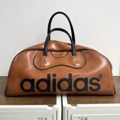 【最安値】　adidas ヴィンテージ レザー ボストンバッグ ロゴ ブラウン