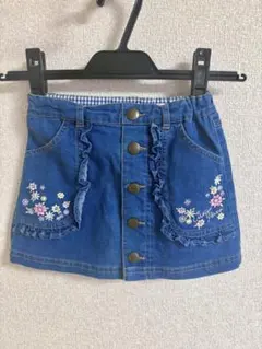 【メゾピアノ】フリル付きデニムスカート