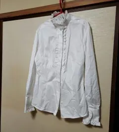 @ナラカミーチェ 　フリル　 長袖シャツ 　白ブラウス　　naracamicie