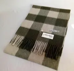 ☆新品・未使用☆ 100%ウール デラックス チェックマフラー ダークグリーン系