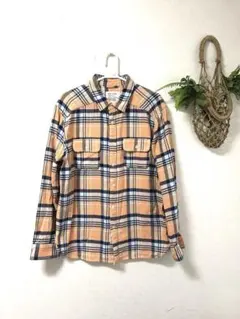 ベイフロー！オレンジ系 チェック柄 ネルシャツ 長袖