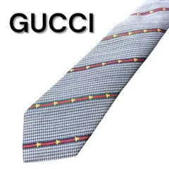 【美品】GUCCI ネクタイ グッチ ナロータイ シェリーライン ストライプ
