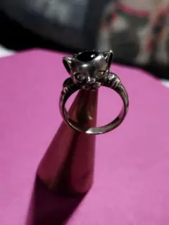 希少 ヴィンテージ リング シルバー 925 アンティーク 猫 キャット 