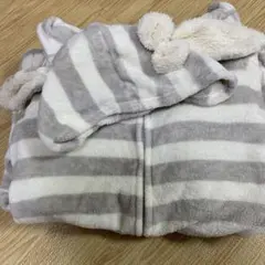 フリースストライプルームウェア フード付き★つなぎ★着ぐるみ欲しい