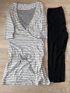 【セット販売】モーハウス授乳服Lサイズ＋無印良品 マタニティレギンス MLサイズ