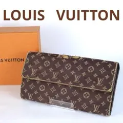 ルイヴィトン　モノグラム　ミニランポルトフォイユサラ 二つ折り長財布 エベヌ