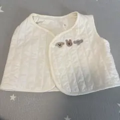 ベビーベスト ホワイト 動物刺繍 70-80cm