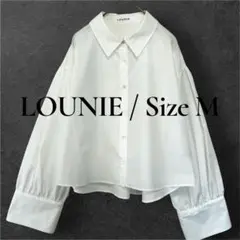【LOUNIE】ホワイト クロップド丈 長袖シャツ ボリューム袖 サイズMのサムネイル