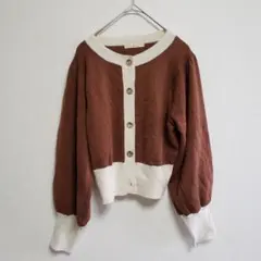 エムズエキサイト ショート丈ブラウンカーディガン ベージュ おしゃれ ボレロ