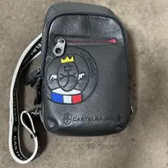 ✨カステルバジャック ボディバッグ ブラック レザー ロゴ刺繍 （本革）〜美品