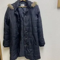 ＆by P&D ダウンコート 38 M ブラック ファー付き ロングコート
