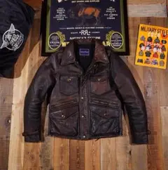 RRL シアリング ダウンジャケット レザー切替 L 傑作 美品 - メルカリ
