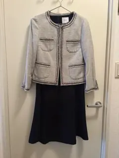 グリーンレーベルリラクシング　ツイード　ノーカラージャケット38 卒業式　入学式