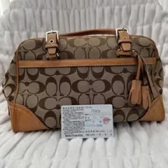 COACH コーチ シグネチャー ミニボストン ハンドバッグ 茶 保証書付