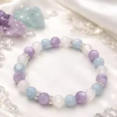 天然石　パワーストーン　アクアマリン、アメジスト