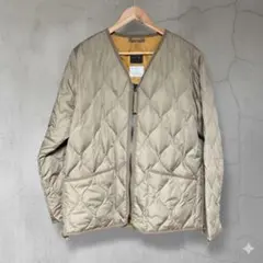 TAION ミリタリー Vネックジップ ダウンジャケット ライトモカ