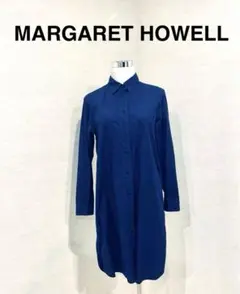 【MARGARET HOWELL】ネイビー シャツワンピースコットン1 S 〜Mのサムネイル