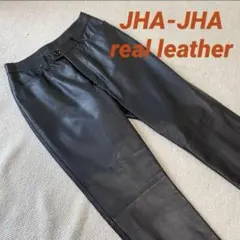 JHA-JHA ブラック レザーパンツ 黒革パン 羊革 ライダー モダン