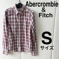 アバクロ 長袖シャツ チェック メンズ S 赤 白 アバクロンビー&フィッチ
