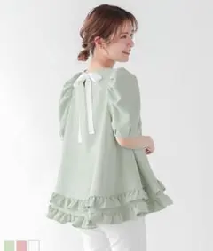 fit more 2段フリルバックリボンプルオーバーハーフスリーブのサムネイル